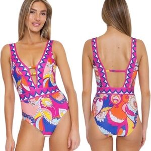 Trina Turk Sevilla Strappy Plunge One Piece Swimsuit - 6